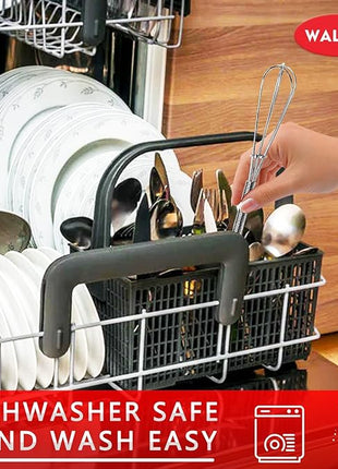 Walfos Mini Whisk,Non-Rust Whisk,304 Stainless steel Small Whisk.Heat Resistant 450℉.6+8Inch Tiny whisk Nice for Whisking, Blending Ingredients, Beating, Mixing Sauces (Silver)