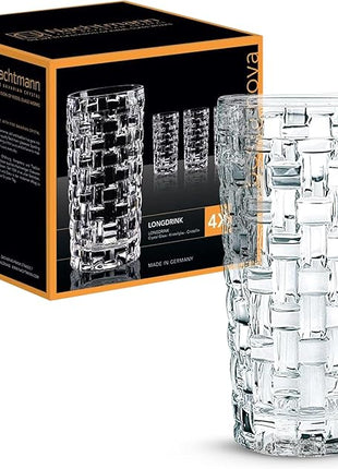 Nachtmann Dancing Stars Bossa Nova Collection, Long Drink Glass Set of 4 Clear Crystal Glass, for cocktails and cold Beverages 14-Ounce, Dishwasher safe