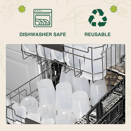 [8 oz. -24 Pack] Glotoch 1 Cup Soup Containers with Lids, Eco-Friendly Plastic Take Out Bowls, Microwave, Freezer & Dishwasher Safe, BPA-Free