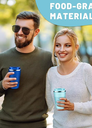 Insulated Coffee Tumblers with Flip Lid 12oz / 17oz, Stainless Steel Travel Coffee Mug Leak Proof, Vacuum Insulated Coffee Mug Reusable Cup, Keeps Cold and Hot for Coffee Tea