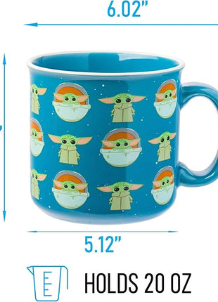 Silver Buffalo Star Wars The Mandalorian Repeat Poses Ceramic Camper-Style Coffee Mug, 20-Ounces