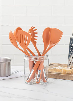 Met Lux Kitchen Utensil Sets, 10 Silicone Utensil Sets - 6 Pieces Per Set, High-Heat Tolerance, Orange Silicone Kitchen Utensils, For No-Stick Cookware - Restaurantware