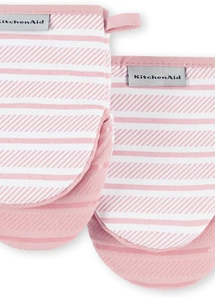 KitchenAid Albany Mini Oven Mitt 2-Pack Set, Dried Rose, 5.5"x8"