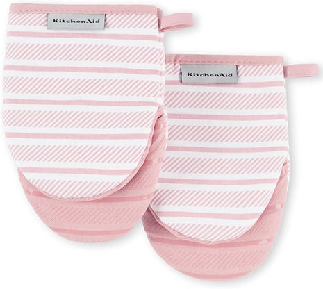 KitchenAid Albany Mini Oven Mitt 2-Pack Set, Dried Rose, 5.5"x8"