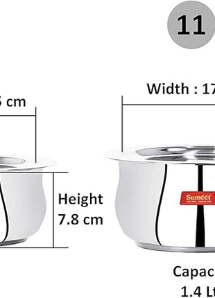 Sumeet Stainless Steel Cookware Set With Lid, 1.1, 1.6 L, 2 Piece (Steel)