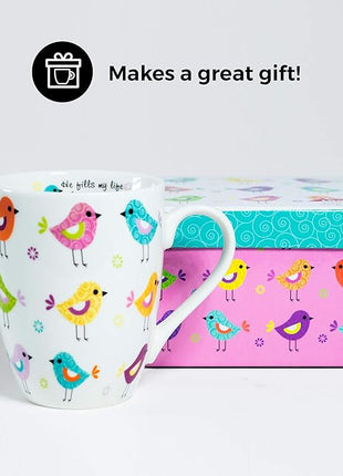 Divinity Boutique Inspirational Ceramic Mug with Birds-Psalm 103:5, He Fills My Life With Good Things, Multicolor, One Size, 12 ounces