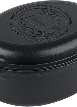 Victoria 6-Quart Cast Iron Oval Dutch Oven, Combination Combo Cooker Pot and Skillet, Bread Baker, Made in Colombia, 2-Piece Set