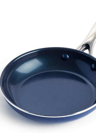 Blue Diamond 8 Inch Nonstick Frying Pan, PFAS Free Ceramic Egg and Omelette Pan, Diamond Infused Nonstick Skillet, Dishwasher & Oven Safe, Durable, Non Toxic, Metal Utensil Safe, Blue