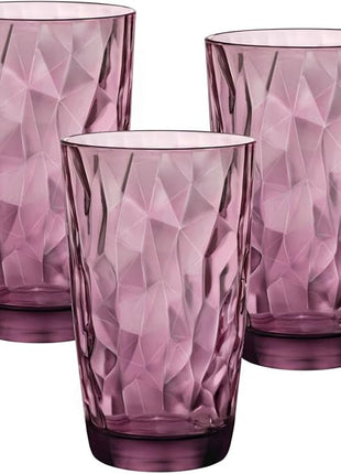 Bormioli Rocco Diamond Cooler Glasses, Rock Purple 16 oz (Pack of 6)