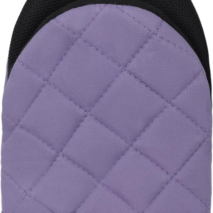 1 Pair Short Oven Mitts, Heat Resistant Silicone Kitchen Mini Oven Mitts for 500 Degrees, Non-Slip Grip Surfaces and Hanging Loop Gloves, Baking Grilling Barbecue Microwave Machine Washable