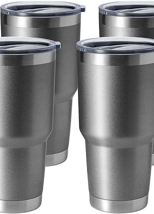 HASLE OUTFITTERS 30oz Stainless Steel Tumbler, Double Wall Vacuum Insulated Travel Mug Tumbler, Durable Insulated Coffee Mug, Gift Box Set (Grey, 4)