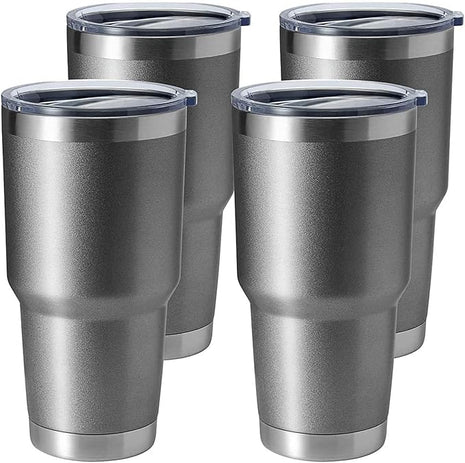 HASLE OUTFITTERS 30oz Stainless Steel Tumbler, Double Wall Vacuum Insulated Travel Mug Tumbler, Durable Insulated Coffee Mug, Gift Box Set (Grey, 4)