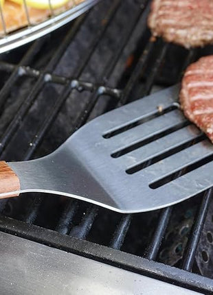 RSVP International Endurance BBQ Grill Spatula Flipper, 18" | Flip Burgers & Other Food w/ Long Handle that Keeps Hands Safe from Fire | Made from Stainless Steel & Rosewood