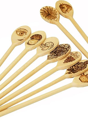 12PCS 12 Inch Long Wooden Spoons, Long Handle Wooden Cooking Mixing Oval Spoons Baking Cooking Tasting Stirring - Sauce Spoons. Made of Natural Beechwood