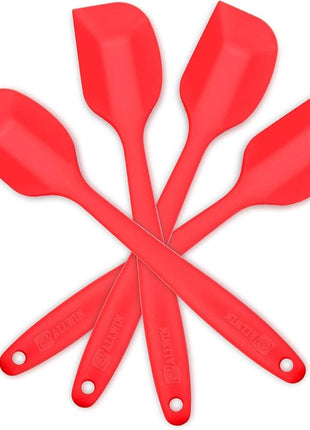 Silicone Spatula 4-piece Set, Heat-Resistant Non-stick Rubber Spatulas with Stainless Steel Core, Red