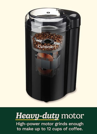 Cuisinart Coffee Grinder, One Touch Control Coffee Bean Grinder with Stainless Steel Bowl and Blades, 2.5 oz/70g Capacity Enough for 12 Cups, On/Off Switch with Safety Interlock, DCG-20BKN, Black