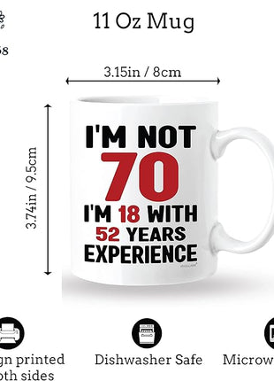 Vivulla68 70th Birthday Mug 11oz, 70 Year Old Birthday Gifts for Men - Funny Gift for Women, Men - Vintage 1955 Coffee Cup - Unique Present for Man, Woman, Mom, Dad, Grandma, Grandpa - Turning 70 Idea