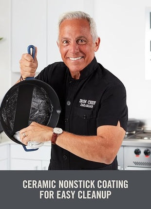 DASH Zakarian 7.5 Inch Small Nonstick Cast Iron Skillet with Pour Spouts for Searing, Baking, Grilling, Roasting and More - Cranberry