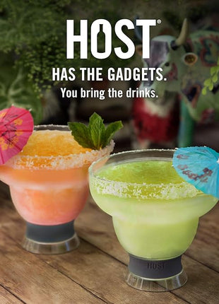 Host FREEZE Stemless Margarita Glasses, Insulated Plastic Cocktail Glasses for Frozen Drinks, Double Wall Chiller Cups for Beach, Outdoor Party, Home Bar, Margarita Gifts, 12 oz, Set of 2, Green