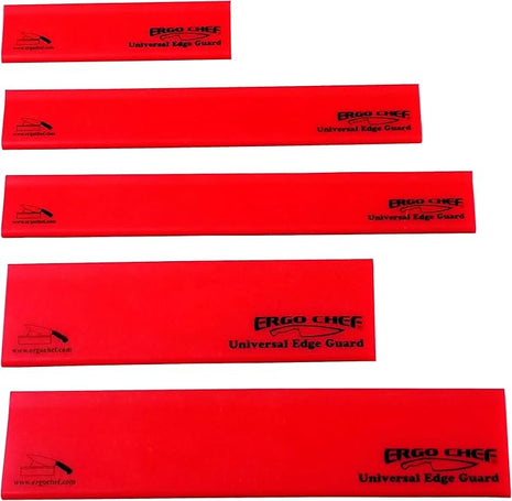 Ergo Chef 5pc Universal Knife Edge Guard Set (Red) Multi-sized/Chef knife, Santoku, Bread, Utility and Paring knives