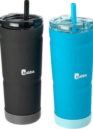 Bubba Vacuum Insulated Stainless Steel Tumbler with Straw and Bumper Envy S 24oz. Rubberized 2 Pack Tutti Fruity & Licorice