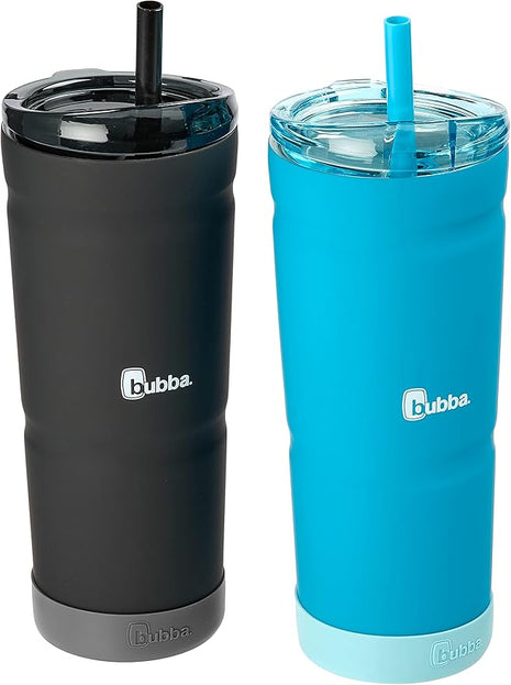 Bubba Vacuum Insulated Stainless Steel Tumbler with Straw and Bumper Envy S 24oz. Rubberized 2 Pack Tutti Fruity & Licorice