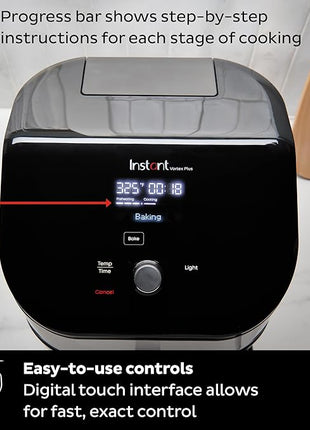 Instant Pot Vortex Plus 6QT Air Fryer with Odor Erase Technology,6-in-1 Functions that Crisps,Roasts, Broils,Dehydrates, Bakes & Reheats, 100+In-App Recipes, from the Makers of Instant Pot,1700W,Black