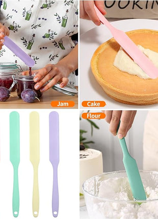 4 Pcs Silicone Jar Spatulas, Non-Stick Heat Resistant Cake Cream Spatulas Set, 9.8 inch Cake Cream Butter Spatulas(4 colors）