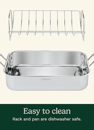 Cuisinart 16-Inch Roaster, Chef's Classic Rectangular Roaster with Rack, Stainless Steel, 7117-16URP1