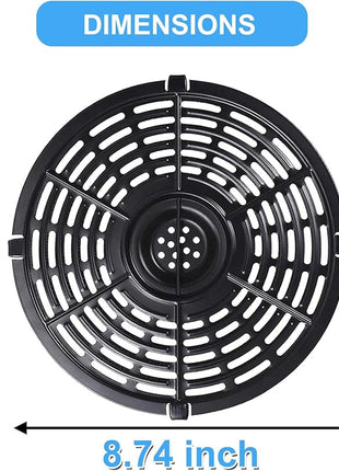 Air Fryer Grill Pan for Power XL 5QT Air fryer, 8.7'' 5QT Round Non-Stick Replacement Tray Rack Parts Accessories Crisper Plate Grill Plate, Dishwasher Safe