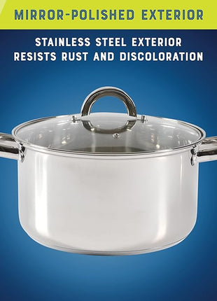 Oster Sangerfield 12-Piece Stainless Steel Cookware Set With Kitchen Tools, Non-Stick Pots and Pans, Durable Oven Safe Cookware for Home Cooking