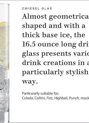 ZWIESEL GLAS Paris Iceberg Long Drink Glass 16.5 Ounce (Set of 6), Drinking Glasses for Long Drinks, Dishwasher-Safe Tritan Crystal Glasses, Made in Germany