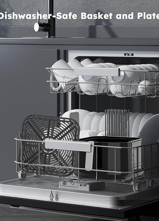 Nuwave Brio Plus 8 Qt Air Fryer, PFAS Free, New & Improved, Digital Touch Screen, Cool White Display, 50°F~400°F in Precise 5°, 5 Cook Functions, 100 Presets & 50 Memory, 3 Wattages 700, 1500, 1800