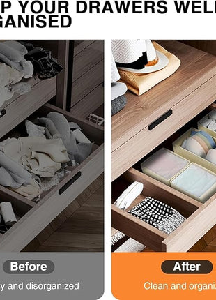 DIMJ Drawer Organizer Clothes, 15 Pack Dresser Organizer, Foldable Closet Organizers and Storage, Fabric Dresser Bins, Drawer Dividers for Nursery, Baby Clothes, Underwears, Sock (Beige)