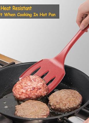 Silicone Spatula Set, 600°F Heat Resistant Silicone Spatula Turner Flipper for Cooking, Non Stick and Non Scratch Kitchen Utensils for Eggs & Pancakes, 4 Pack, Red