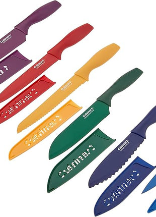 Cuisinart C55-12PCKSAM 12-Piece Ceramic Coated Stainless Steel Knives, Comes with 6-Blades and 6-Blade Guards, Color Coded to Reduce Risk of Cross Contamination, Jewel