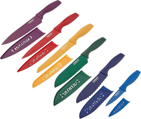 Cuisinart C55-12PCKSAM 12-Piece Ceramic Coated Stainless Steel Knives, Comes with 6-Blades and 6-Blade Guards, Color Coded to Reduce Risk of Cross Contamination, Jewel