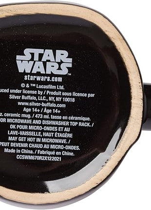 Silver Buffalo Star Wars Mandalorian The Child Wax Resist Ceramic Pottery Mug, 24.5 Ounces