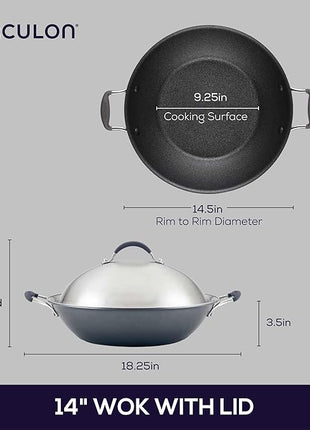 Circulon A1 Series with ScratchDefense Technology Nonstick Induction Wok with Lid, 14 Inch, Graphite