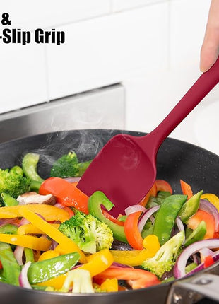 3-Piece Silicone Spatula Scrapers: Doosu 600°F Heat Resistant Food Grade Kitchen BPA Free Rubber Baking Cooking Tool Nonstick Utensil Set for Mixing, Scraping, Folding, Stirring, Serving (Multi-5)