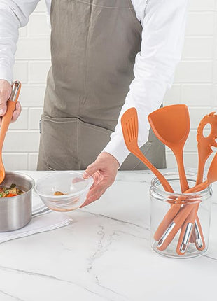 Met Lux Kitchen Utensil Sets, 10 Silicone Utensil Sets - 6 Pieces Per Set, High-Heat Tolerance, Orange Silicone Kitchen Utensils, For No-Stick Cookware - Restaurantware