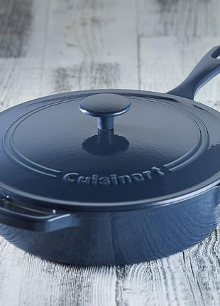 Cuisinart Cast Iron Pan, 12" Chicken Fryer, Enameled Provencial Blue