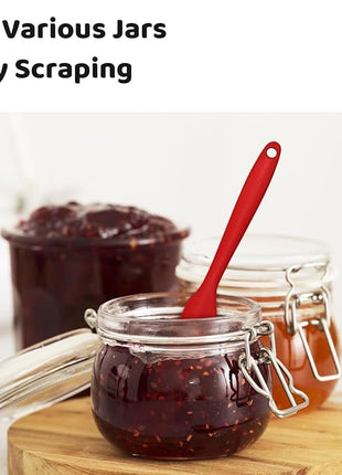 Silicone Jar Scraper with Long Handle, Jam Spreader for Peanut Butter, Kitchen Spatula for Baking and Cake Icing, Small Silicone Spatula, 2Pcs