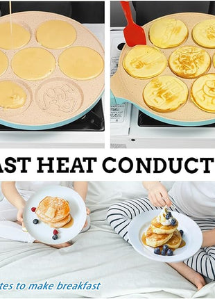 Dinosaur 7-Cup Egg Pan Omelet Pans Pancake Pan for Kids Nonstick Egg Cooker Cars Trucks Pancake Mold Egg Mold for Breakfast Sandwiches Hamburger