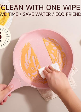 JEETEE Pink Pots and Pans Set Nonstick 23pcs, Healthy Kitchen Cookware Sets, Induction Cooking Set Pink Frying Pans, Saucepans, Sauté & Griddle & Crepe Pan (PFOA Free)