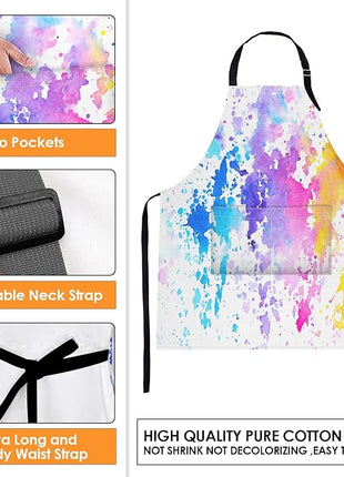 Britimes Apron Home Kitchen Cooking Baking Gardening for Women Men with Pockets Shades Watercolor Clouds Colorful Paint 32x28 inch