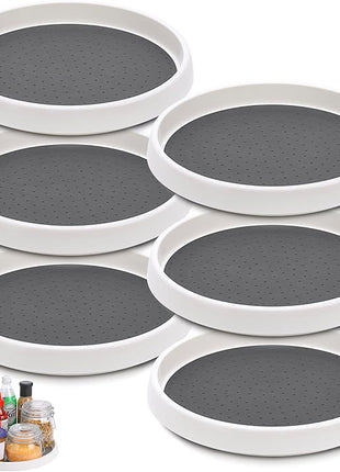 Set of 6, 10 Inch Non-Skid Lazy Susan Turntable, Lazy Susan Organizer for Cabinet, Pantry Organization, Kitchen Storage, Bathroom Sink Cabinet, Refrigerator, Countertop, Spice Rack (6 Pack 10 in)