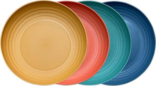 LuckyZone 8.8 Inches Unbreakable Wheat Straw Plates - Reusable Plate Dinner Set - Dishwasher & Microwave Safe - Healthy, BPA Free & Eco-Friendly (8.8 Inches/4 Color_H)