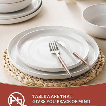 Famiware Milkyway Plates and Bowls Set, 18 Pieces Dinnerware Sets, Dishes Set for 6, White