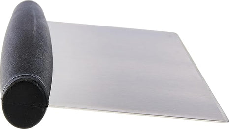 Amazon Basics Multi-Purpose Stainless Steel Scraper/Chopper with Contoured Grip, 6", Black, Silver
